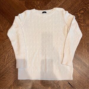 Talbots Cream Cable & Rib Knit Petite Sweater